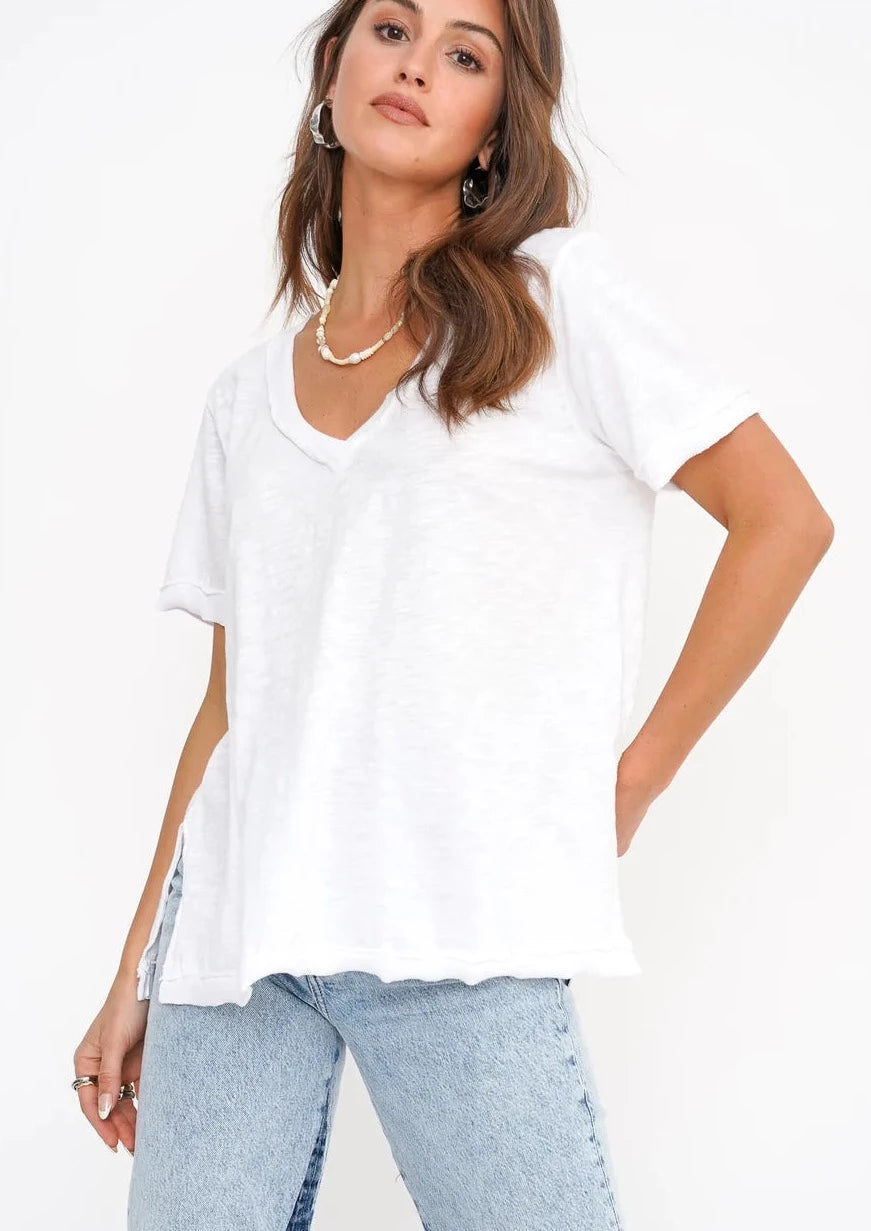 Knock Out V-Neck Tee-White